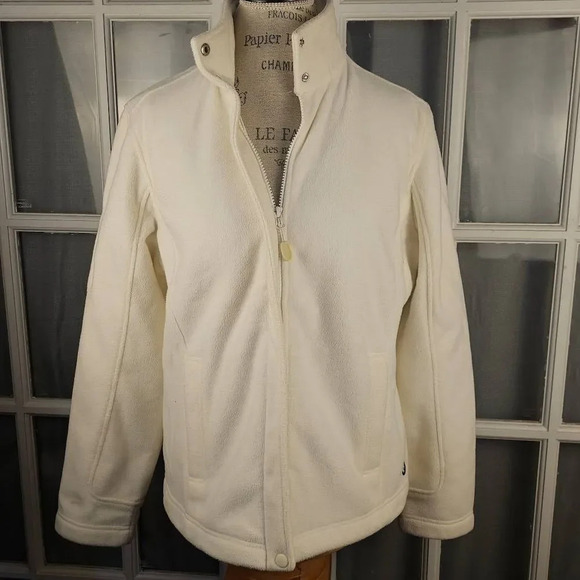 BMW Womens Cream Fleece Full‎ Zip Jacket Large - Picture 1 of 5